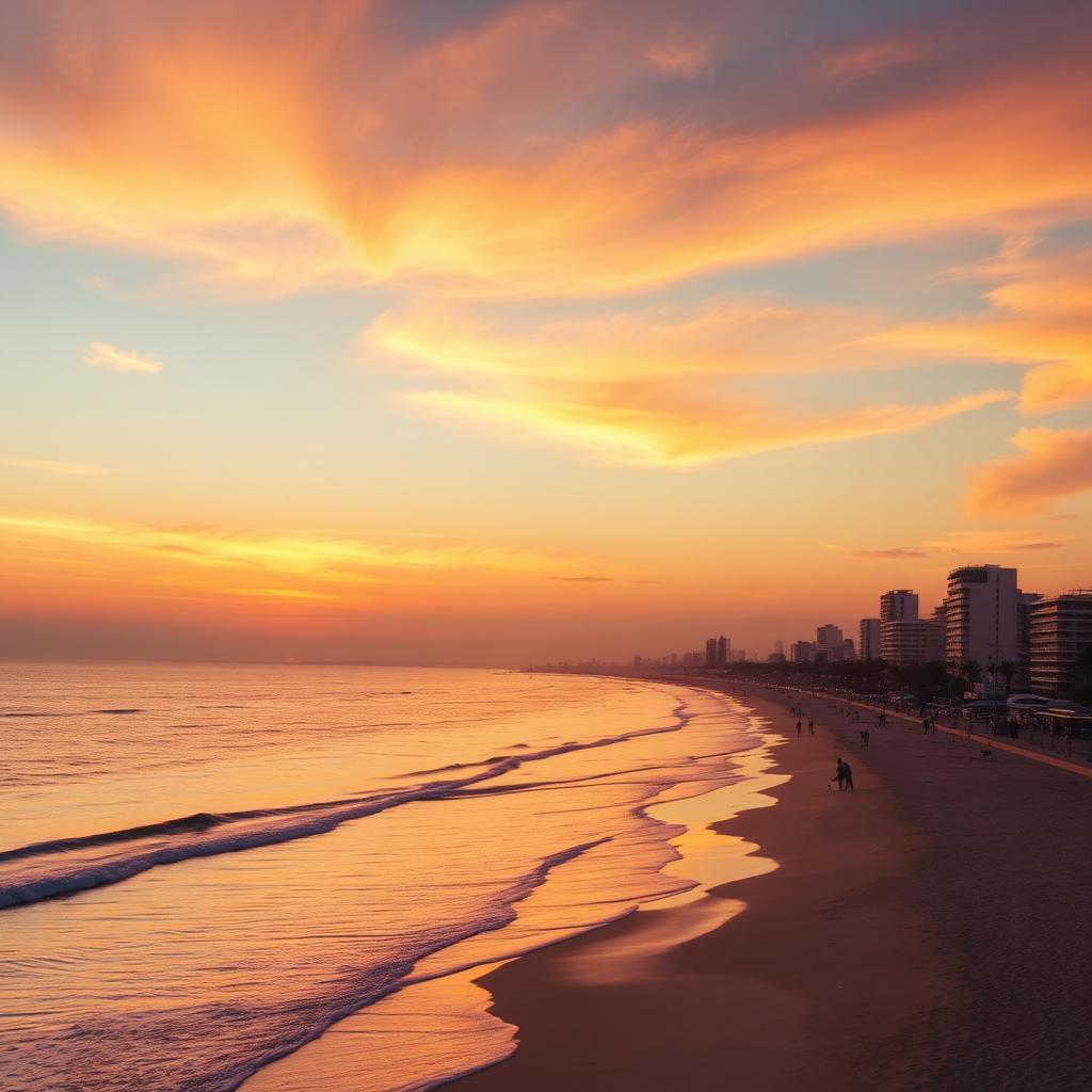 Tel Aviv beach sunset near Kerem HaTeimanim