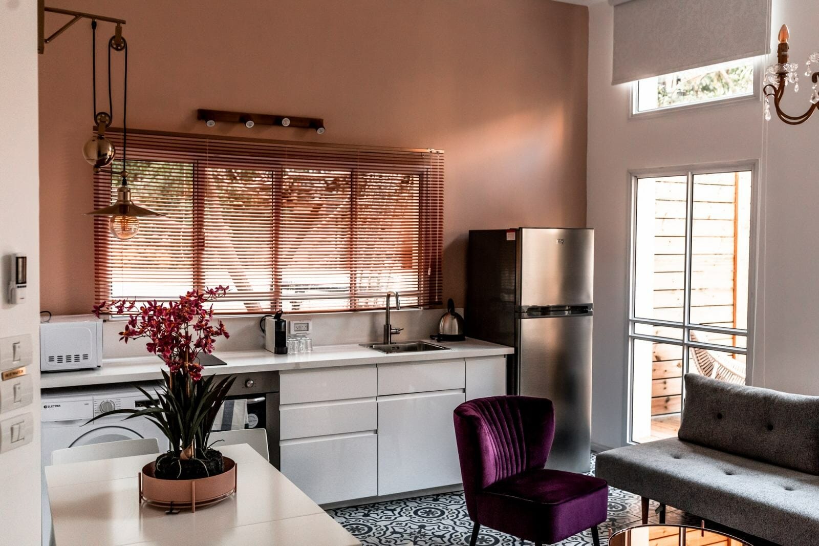 Modern kitchen with garden view